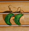 Green Crescent Moon Sparkle Earrings
