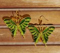 Green Mosaic Butterfly Earrings