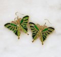 Green Mosaic Butterfly Earrings