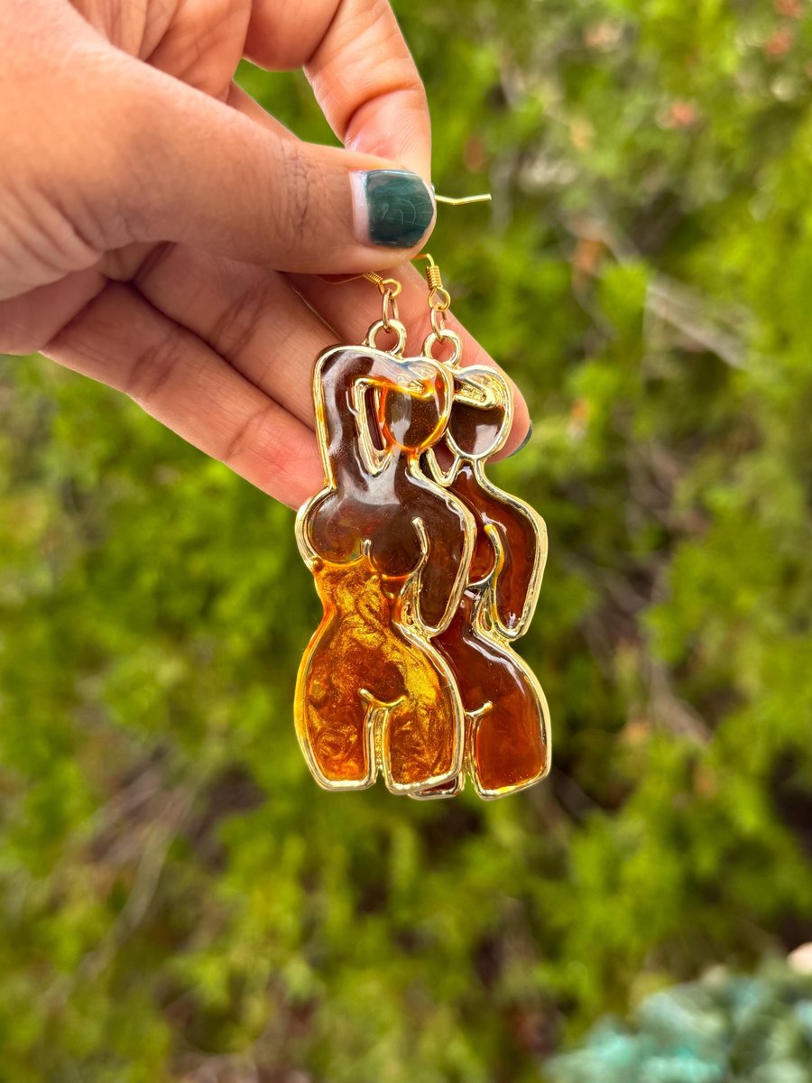Brown Feminine Silhouette Body Earrings