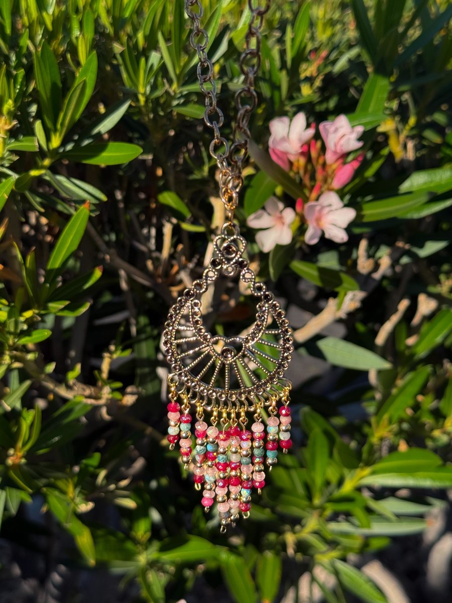 Colorful Chandelier Beaded Crystal Pendant Necklace