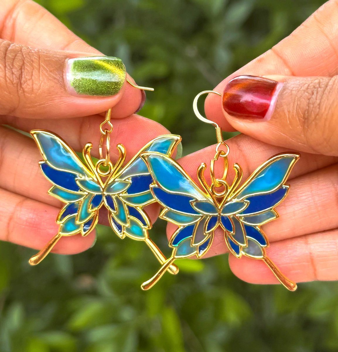 Shades of Blue Dainty Butterfly Earrings