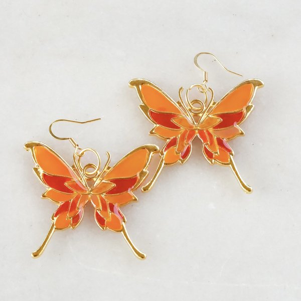 Shades of Orange Dainty Butterfly Earrings