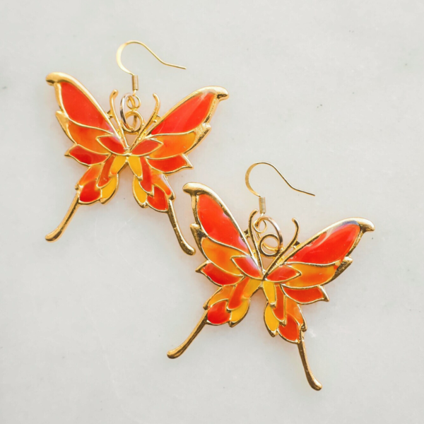 Orange and Yellow Dainty Butterfly Earrings