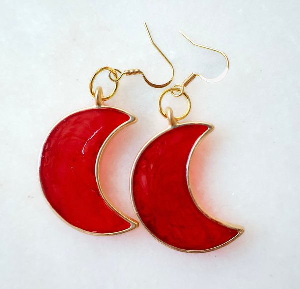 Blood Red Moon Earrings