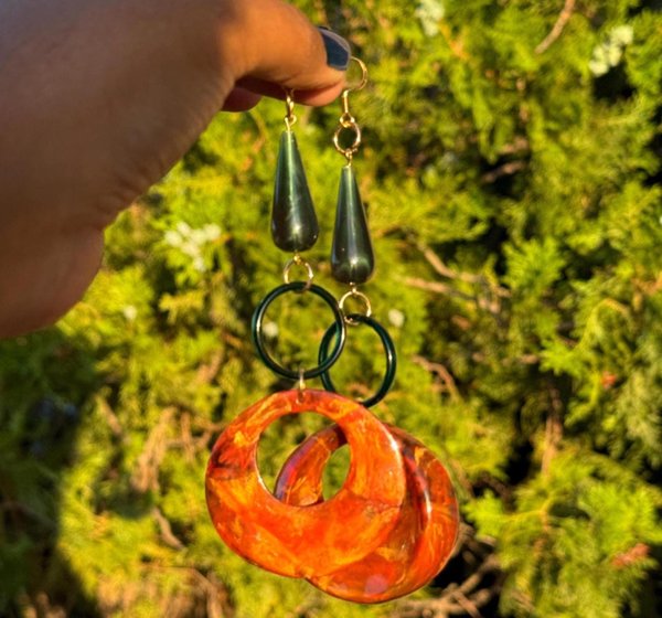 Earth Tone Retro Hoop Beaded Earrings