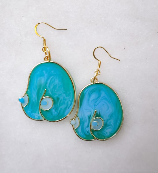 Blue Abstract Titties Earrings