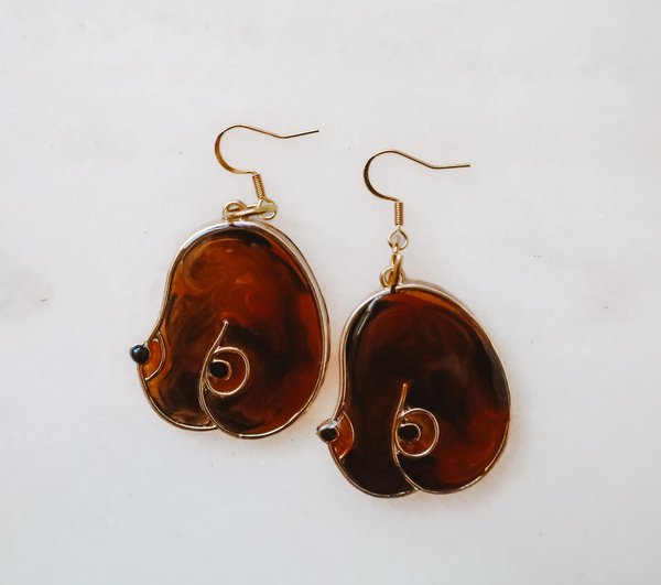 Brown Abstract Titty Earrings