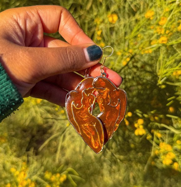 Brown and Gold Feminine Body Silhouette Earrings