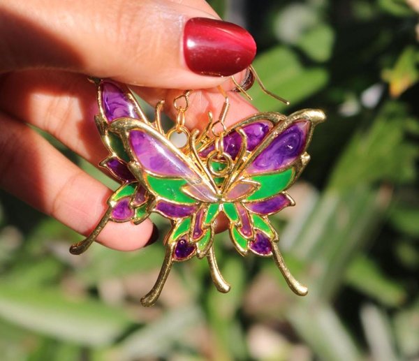 Purple and Green Dainty Butterfly Earring